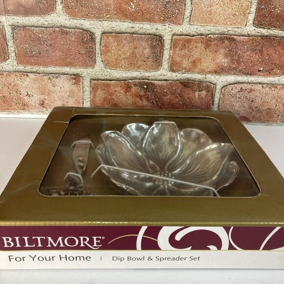 Biltmore For Your Home Dip Bowl & Spreader Set Flower Dogwood Made In India - Picture 4 of 8